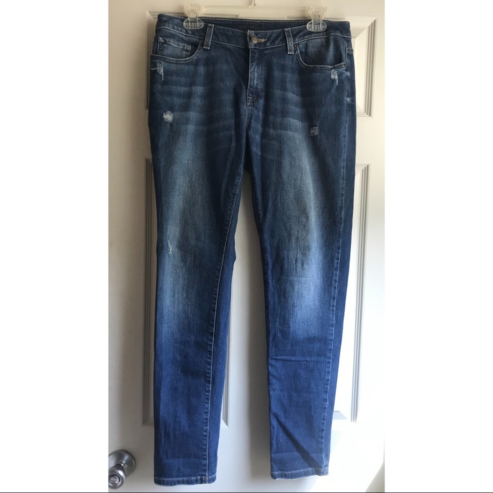 Michael Kors Dark Wash Distressed Skinny Jeans